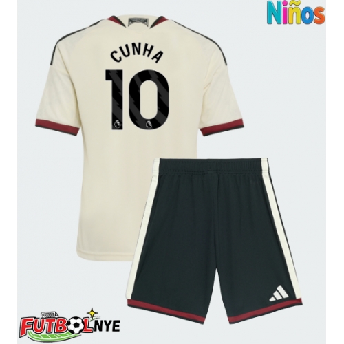 Camiseta Manchester United Matheus Cunha #10 Tercera Equipación para niños 2026-27 manga corta (+ pantalones cortos)